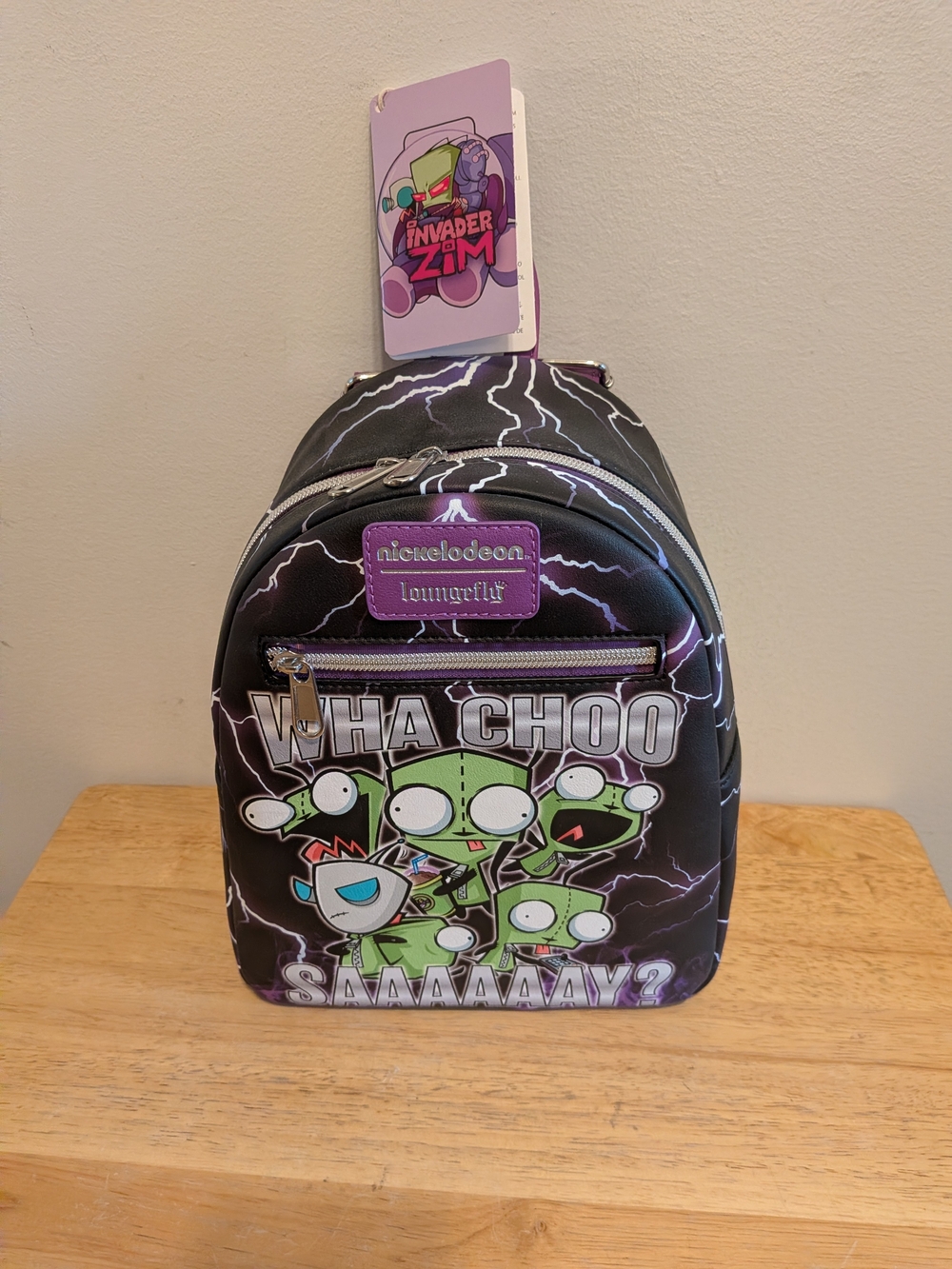 Loungefly Black & Purple Invader Zim "Wha Choo Saaaaay?" Mini Backpack - Picture 1 of 4